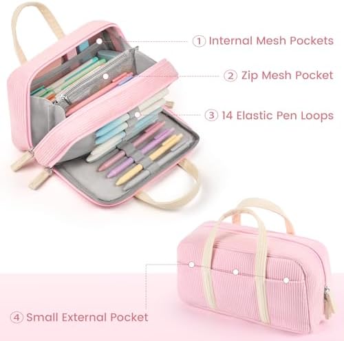 Sooez Large Pencil Case Pouch, Extra Big Pencil Bag with 5 Compartments - Image 4