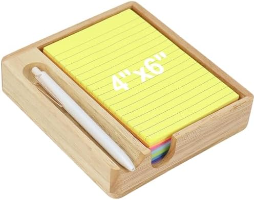 Buqoo Rubberwood Sticky Note Holder with Pen Slot 4x6 Memo Pad by Buqoo