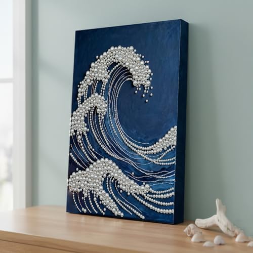 LQCrafK DIY Pearl Art Painting Handcraft Kit for Adults Beginners, Creative Design, Healing Stress-Relieving Home Wall Decoration, with Framed Painting and Tools-Waves - Image 4