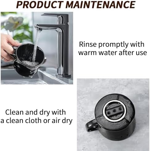 Mongdio Pour Over Coffee Maker, Ceramic Pour Over Dripper, Coffee Pour Over with 3 Holes Flat Bottom, Coffee Accessories for Home, Size 02 Black - Image 5
