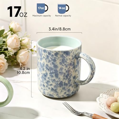 MONITO 17oz Ceramic Coffee Mugs Set of 4, Modern Coffee Cup Set with Handle - Image 3