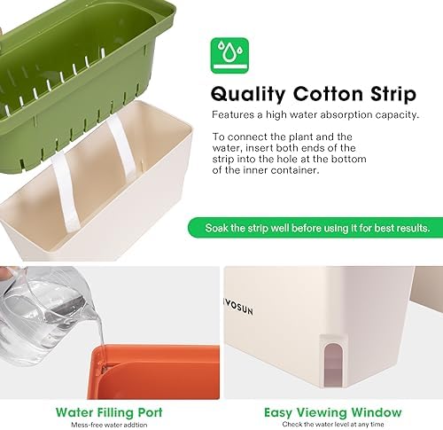 VIVOSUN Self-Watering Planters, 4-Pack 10.5 in Window Herb Planter Box - Image 3