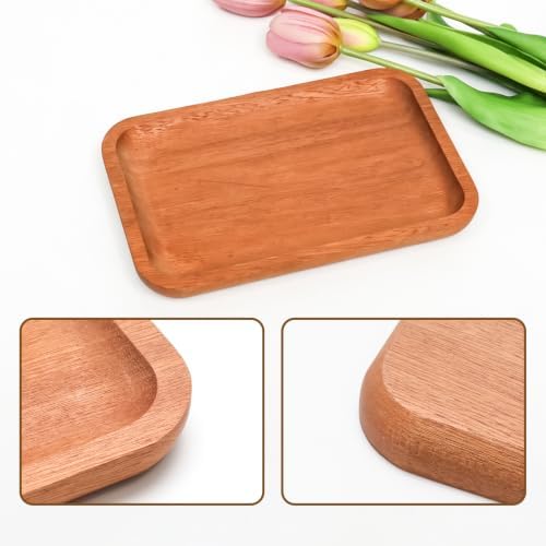 7.9" Small Wooden Tray,Rectangular Mini Serving Wood Bathroom Tray - Image 3