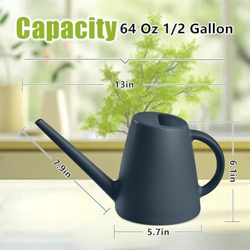 Plastic Watering Can - for Indoor and Outdoor House Plant Garden - with Long Spout - 1/2 Gallon - Grey - Image 2