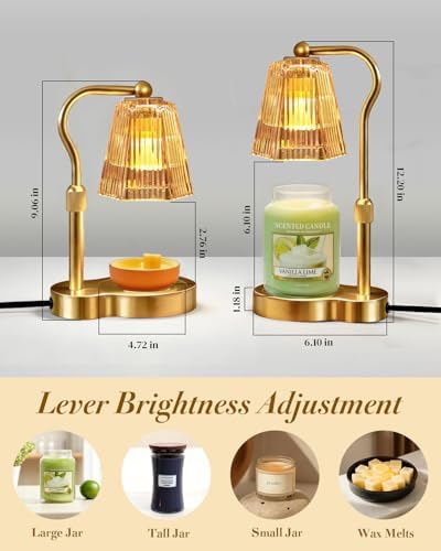 Candle Warmer Lamp with Timer & Dimmable Settings, Adjustable Height Flameless Scented Wax Melter for Jar Candles, Elegant Home Decor Night Light, Gift for Women Mom Friend Family, Champagne Gold - Image 4