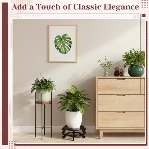 10 Inch Wooden Plant Stand Indoor Chinese Fishbowl Planter Display Stand Wooden Planter Stands Asian Vase Pot Stands for Indoor Vase Flower Pot Fishbowl Oriental Style (10 Inch) - Image 4