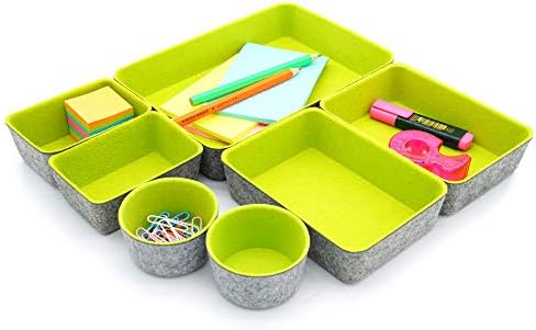 Welaxy Felt Drawer Organizer Bin 7 pc Green Desk Nightstand Catchall Tray by Welaxy