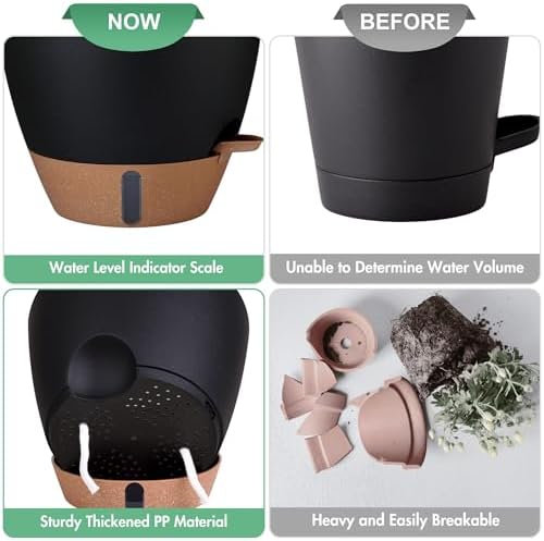5-Pack 10/9/8/7/6.5Inch Self Watering Plant Pot for Inoor/ Ourdoor Plants - Image 7