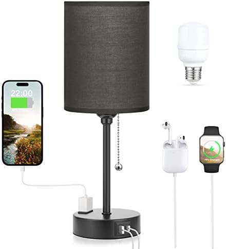 Small Bedside Table Lamp for Bedroom - Desk Lamp with USB Ports for Dorm by DicooolDirect