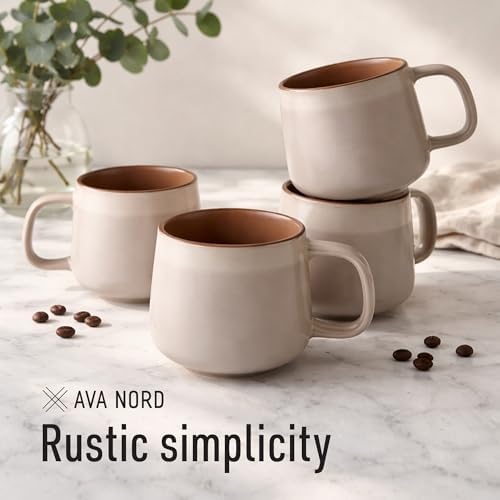 Ava Nord Small Stoneware Ceramic Coffee Mugs Set of 4-6 oz - Rose Sand - Image 7