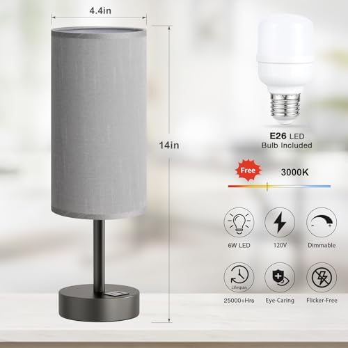 Dicoool Bedside Table Lamp for Bedroom - 3-Way Dimmable Touch Lamp, USB A+C - Image 5