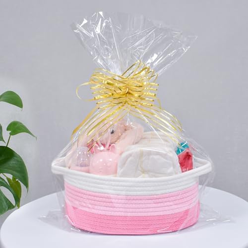 ABenkle Small Basket with Handles, Boho Decorative Rope Woven Dog Cat Toy Storage Bin Shelf Storage Organizer, Easter Christmas Gift Basket, 12"x8"x5" - Image 6