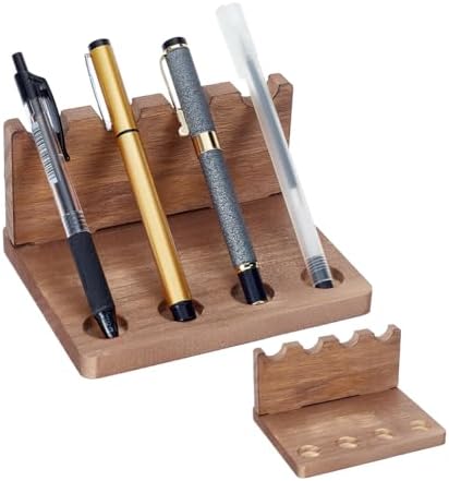 AHANDMAKER 2Pcs Wooden Desk Pen Holder Organizer 5.51x2.72x2.87 Inches Pen Display Stand with Stable Base Stylish Office Desk Decor for Office Home Gift Giving Storage Organization by AHANDMAKER