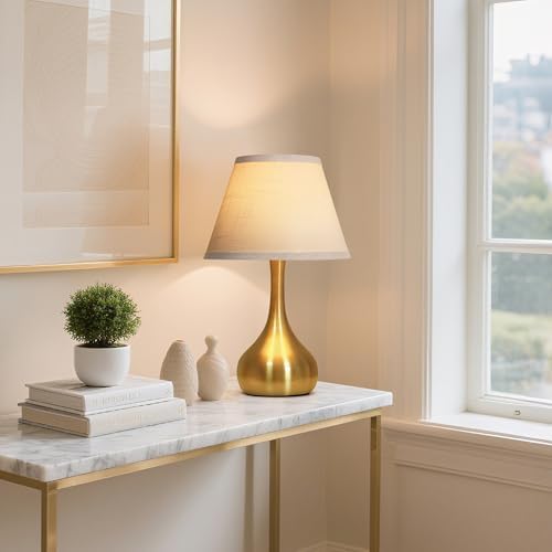 Touch Table Lamp for Bedroom Set of 2, 3-Way Dimmable Bedside Lamp for Nightstand, 17” Modern Metal Desk Lamp with Linen Shade for Living Room, Kids Reading, Dorm, Home Office Decor, Bulb Included - Image 4