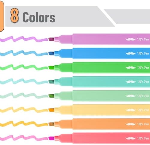 Mr. Pen- Aesthetic Highlighters No Bleed, 8 Pack, Assorted Colors | Chisel Tip, Cute Highlighters Assorted Colors for Journaling, Highlighting, Underlining, Fast Dry, Back to School Supplies - Image 2