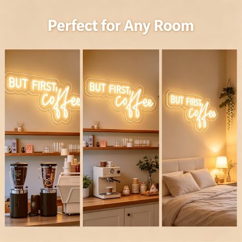 Coffee Bar Signs for Home Kitchen Cafe Corner Shop Decor LED Dimmable But First Coffee Light up Neon Light Signs 5V USB Powered with Hanging Chain,Gifts for Birthday Shop Open - Image 3