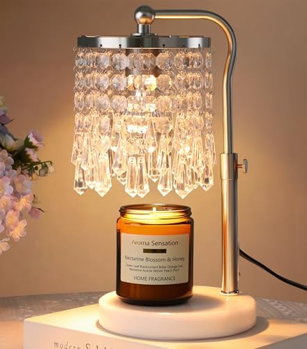 Candle Warmer Lamp Silver Adjustable Height with Timer Dimmer by FancyPlus