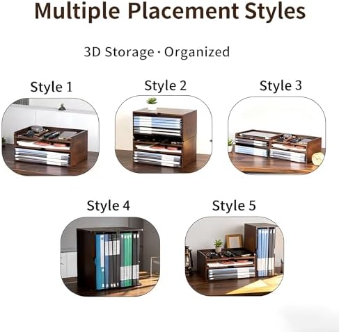 Wooden Desk Organizer with File Sorter, Stackable Paper Tray & Mail Holder - Image 5