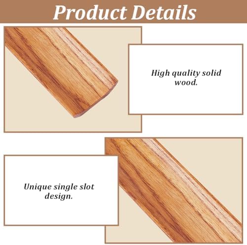 PLIGREAT Wood Pen Tray, Pens Display Holder Brown Wooden Pen Desk Organizer for Office Stationery Desk Decor Retro Home Bedroom Decoration, 7.28x2.17x0.59inch - Image 3