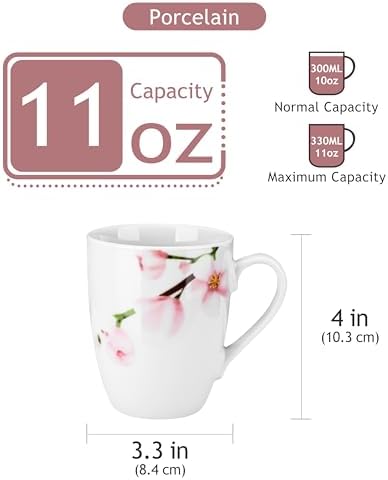 VEWEET Coffee Mugs Set of 6, 11 OZ Floral Ceramic Mugs, ANNIE - Image 3