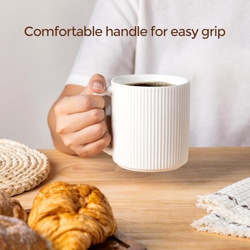 theterra Ceramic Coffee Mugs Set of 6, 14.2 oz Coffee Cups with Handle - Image 5