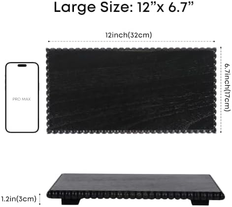 Beaded Wood Risers 12" Rustic Display Stand for Boho Decor(Rustic Black) - Image 3