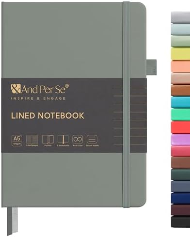 &And Per Se Lined Journal Notebook, 160 Pages, A5 5.7 x 8 inches College Ruled Thick Paper Notebook Journals for Writing, Hardcover Notebooks for Women Men Office School (1 Pack, Dark Grey) by AndPerSe