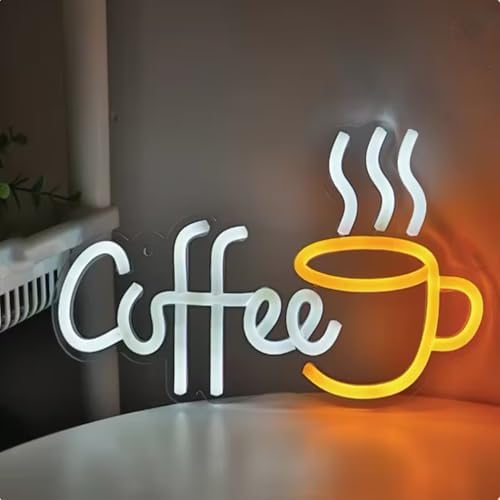 Coffee Bar Sign Wall Decor,LED Coffee Neon Light up Signs for Coffee Station Decor,Coffee Decorations for Coffee Bar Kitchen Decor Accessories,with Dimmable Switch and Hanging Chain,5V USB Powered by HFHungkeong