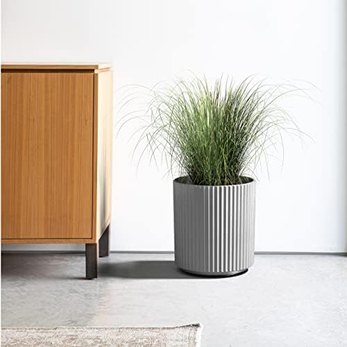 Veradek Demi Series Round Planter for Porch, Patio, Backyard | Durable Plastic-Concrete Material | Modern Décor for Tall Plants, Flowers - Image 5