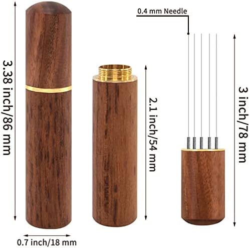 Zolunu Espresso Coffee Stirrer 5 Needles 0.4mm Espresso Distribution Tools, Natural Wood Handle and Stand - Image 2