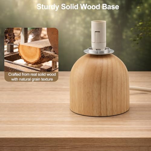 9.8" Dimmable Solid Wood Table Lamp with Opal Glass Globe Shade, Natural - Image 5