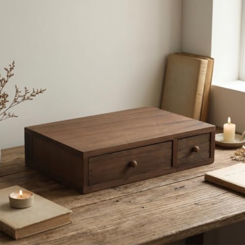 Desktop Organizer Minimalist Wooden Desk Organizer Functional Wooden Stand for Study, One-drawer - Image 2
