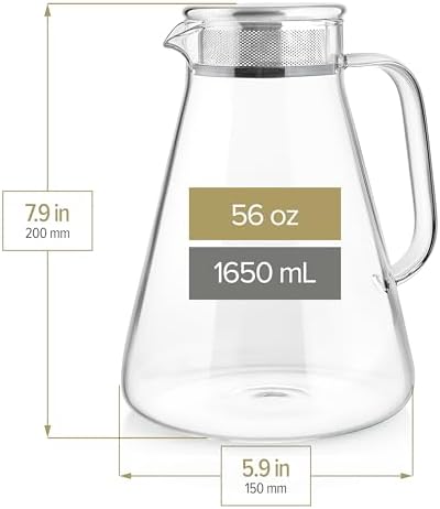 Teabloom One-Touch Tea Maker, 2-in-1 Teapot and Kettle with Stainless Steel Filter Lid for Loose Tea – Stain-free Borosilicate Glass Teapot (56 Oz) – Tea Connoisseur's Choice - Image 5