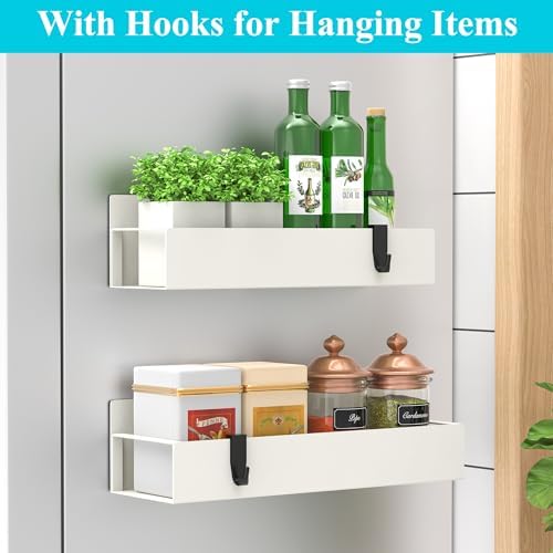 HuggieGems Metal Magnetic Spice Rack for Refrigerator Cream White, 2 Pack - Image 2