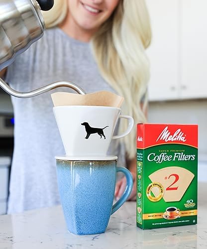 Simply Charmed Black or Golden Lab Coffee Pour Over Single Cup Ceramic Brewer with Melitta Filters 8 to 16 oz Depending on How Much Water/Grounds You Use - Image 4