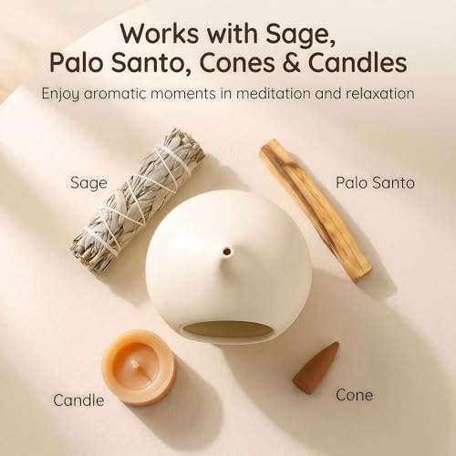 Ceramic Palo Santo Holder & Cone Incense Burner - Mini Chimney - Image 2