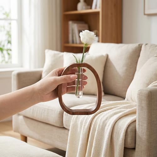 Wooden Frame Glass Test Tube Vase,Hydroponic Propagation Station - Image 4