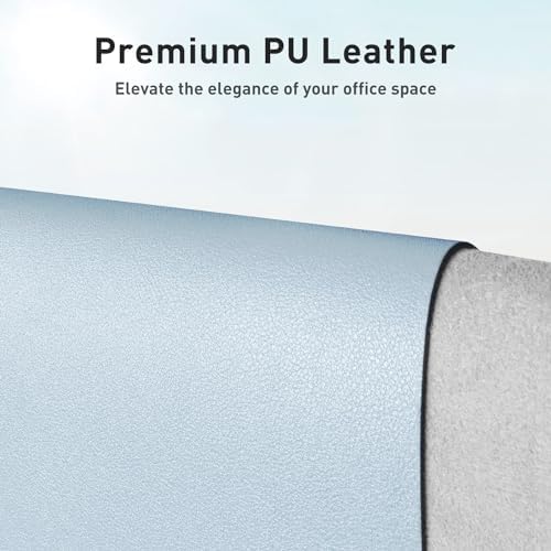Aothia Leather Desk Pad Protector, Mouse Pad, Office Desk Mat, Non-Slip PU Leather Desk Blotter, Laptop Desk Pad, Waterproof Desk Writing Pad for Office and Home (31.5" x 15.7",Baby Blue) - Image 2