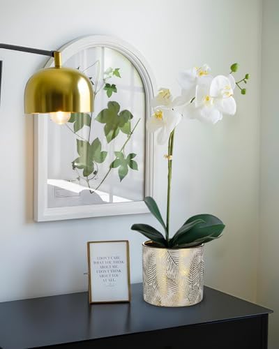 Oairse Small Ceramic Pot for Indoor Plants, 5.3 inch Plant Pot with Drainage Hole Decorative Texture Gold Planter Indoor Outdoor Flower Pots for Succulent Snake Plant Pothos Orchid - Image 5