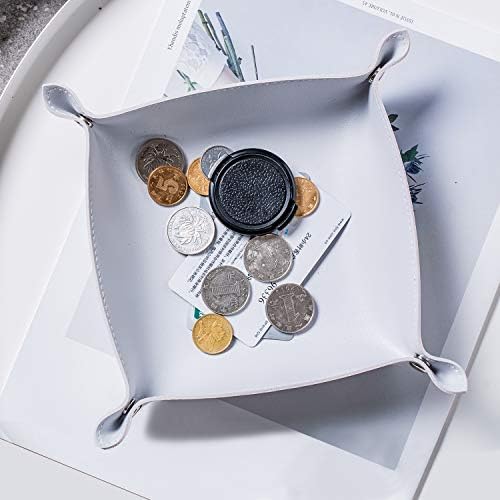 Leather Jewelry Valet Tray for Women and Man (Grey White-B) - Image 5