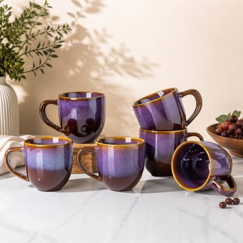 theterra Ceramic Coffee Mugs Set of 6, 12 oz Coffee Cups with Handle by TheTerra