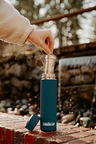 London Sip Multi-Purpose Tea Infuser Travel Mug and Tumbler Fruit Infuser Flask Hot and Cold Double Wall Stainless Steel Thermos with Extra-Long Infuser, Midnight Teal - Image 3