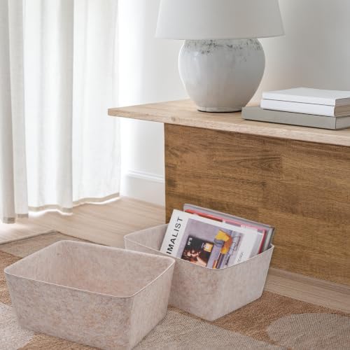 Welaxy Felt deep Storage Bin Natural lidded Drawer Organizer Caddy, Sand - Image 3