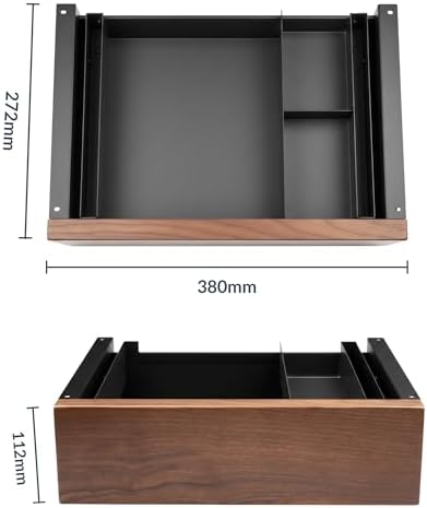 Desky Minimal Under Desk Drawer – Slim Pull-Out Metal Storage Organizer for Sit-Stand Desks, Smooth Glide, Space-Saving Design, Easy Mount, Sublime Teak Laminate & Grey Frame - Image 2
