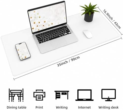 AFIING Cork Desk Mat 35.4" x 17", Dual-Sided Natural Cork & PU Leather Desk Pad, Non-Slip Waterproof Large Mouse Pad for Office, Home & Gaming, White - Image 2