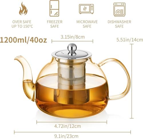 DOPUDO Glass Teapot with Infuser, 40 oz Borosilicate Tea Kettle - Image 3