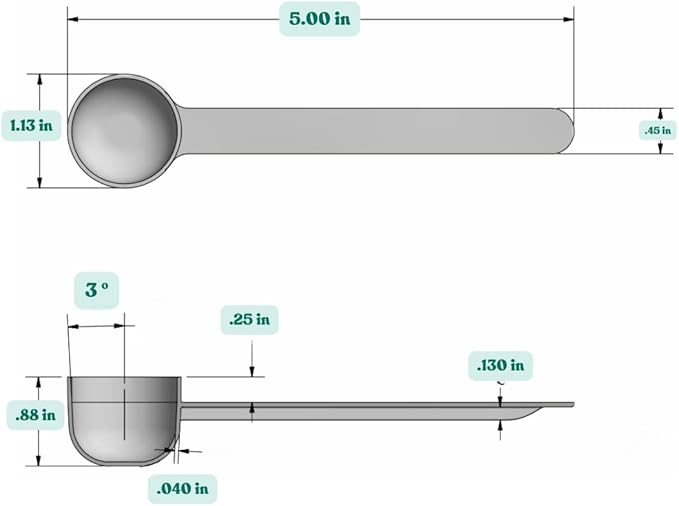 2 Tsp (2/3 Tbsp | 10 mL) Long Handle Rounded Scoop for Coffee, Protein Powder, Pet Food, Spices, Grains, Dry Goods – Food-Grade BPA-Free Plastic Measuring Spoon (Pack of 1)