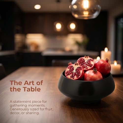 Irregular Ceramic Decorative Bowl Style Planter & Catchall Tray for Keys, Modern Centerpiece Bowl for Home Decor 8.5" L x 8.5" W x 3.5" H Black - Image 5