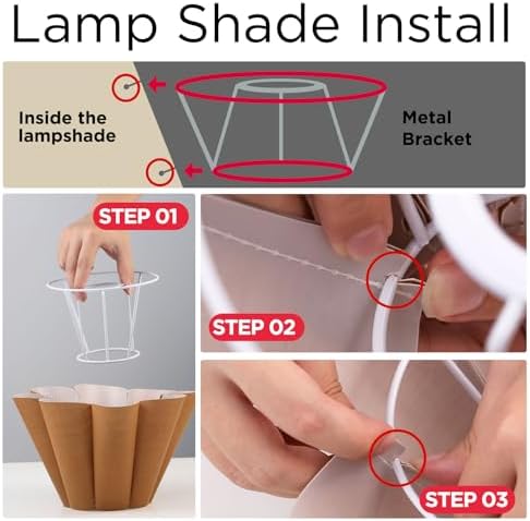 KUNJOULAM Cute Small Table Lamp, Modern Bedside Nightstand Lamp with Coffee Fabric Lampshade, Metal Base for Bedroom Home Office Decor (Without Buld) - Image 4