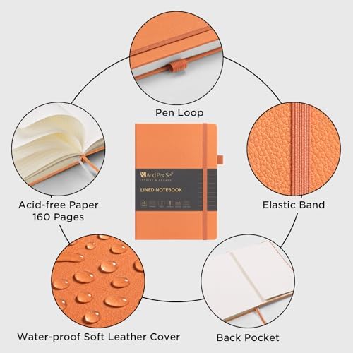 &And Per Se Lined Journal Notebook, 160 Pages, A5 5.7 x 8 inches College Ruled Thick Paper Notebook Journals for Writing, Hardcover Notebooks for Women Men Office School (1 Pack, Pumpkin Orange) - Image 4